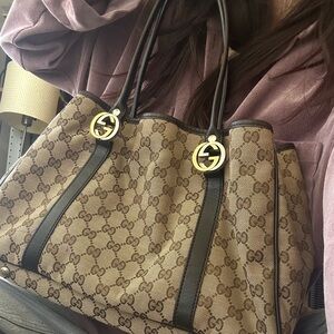 🌸✨Gucci Twins GG Canvas Tote Beige/Brown✨🌸